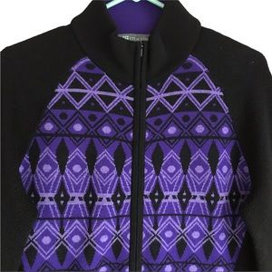 Title Nine Size Large Long sleeve extra fine merino wool sweater purple black